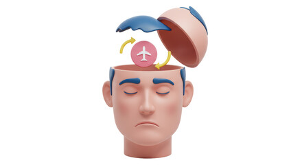 Isolated Head with Airplane