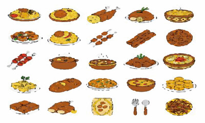 Eid Food vector icon set
