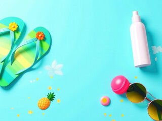 Summer Vacation Essentials Flat Lay