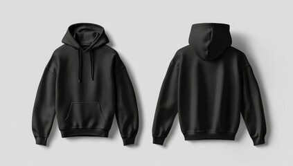 Black hoodie mockup, front and back views (2)