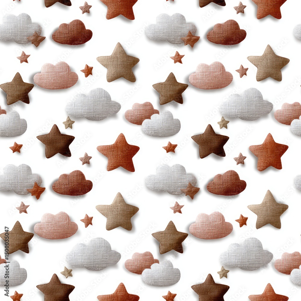 Poster this design features a seamless watercolor pattern of clouds and stars with whimsical details in a l