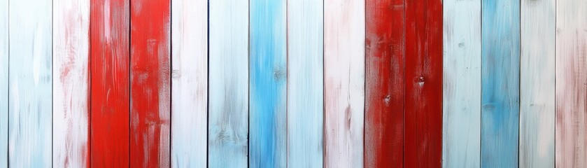 Obraz premium Captivating red, white, and blue stripes painting, a vibrant canvas of bold hues
