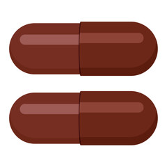 brown medical capsule vector drawing.