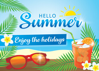HELLO SUMMER 1. Vector illustration.