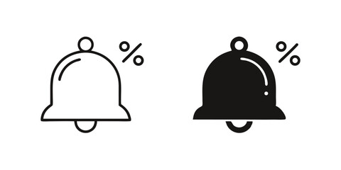 Vector illustration set of a restaurant service bell with chef, food, and dinner plate symbols