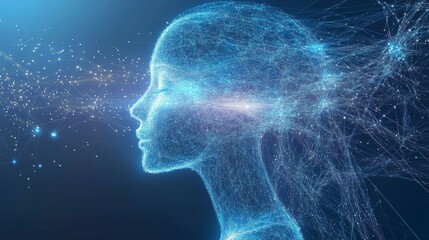 Abstract vector illustration of artificial intelligence and global network connections with digital technology lines