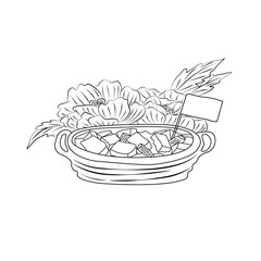 Mapo tofu chinese cuisine outline icon. Asian food dish.Vector Stock Illustration
