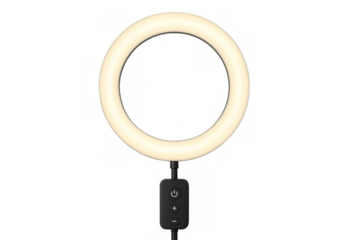 Ring light emitting warm light on transparent background