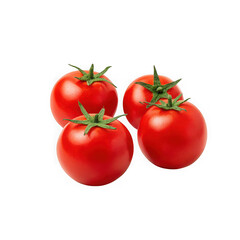Four red tomatoes cluster isolated on transparent background