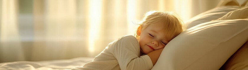 Serene baby sleeping peacefully on soft white blanket, a picture of comfort and rest