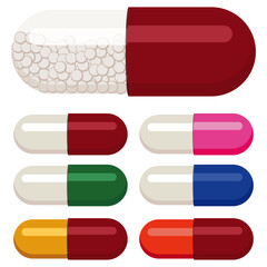 medical capsule, Healthcare medical, vector, multicolor capsule.