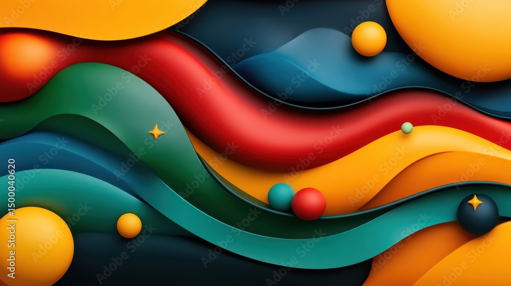 Poster dynamic abstract background with vivid and colorful shapes for modern design vivid