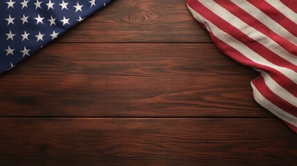 Obraz premium Rustic american flag display on weathered wooden background for patriotic celebrations