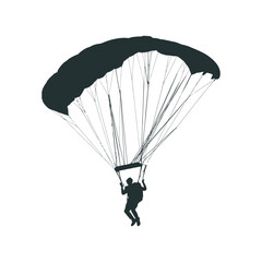 Silhouette of a skydiver descending under a parachute a thrilling aerial adventure
