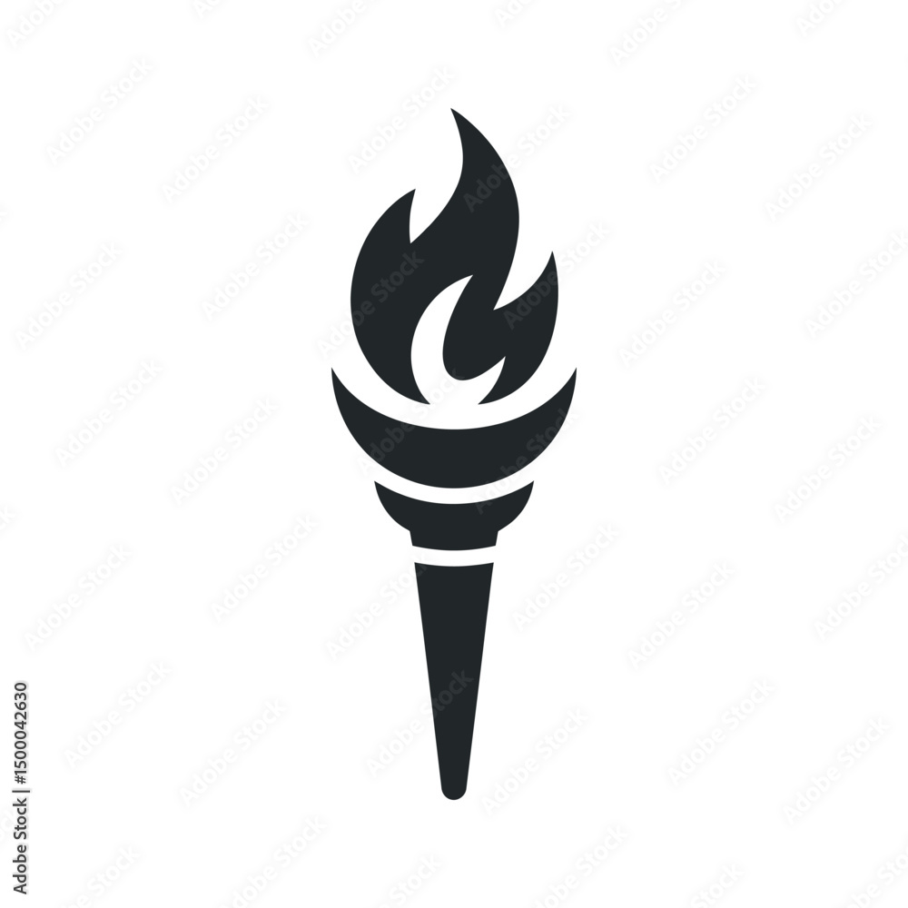 Aufkleber simple black and white torch icon graphic design element for website or app