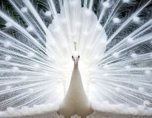 white peacock (male peacock) scient. name Pavo cristatus bird animal, AI generated