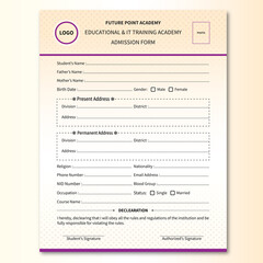 Registration form, Admission form, College form, Form design,