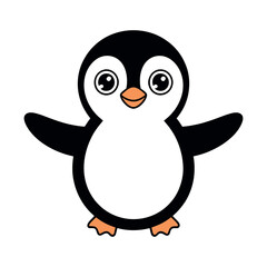 Adorable Cartoon Penguin Illustration Happy Cute Bird Animal Character Design