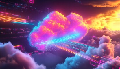 Neon cloud data transfer in a digital sky
