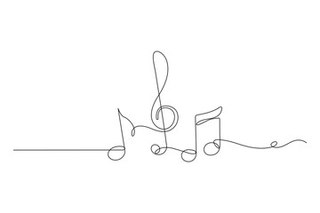Continuous One Line Music Note Icon Minimalist Vector Illustration

