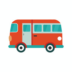 Retro orange van cartoon illustration for kids educational material design