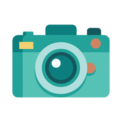 Teal retro camera vector illustration for photography and vintage design projects