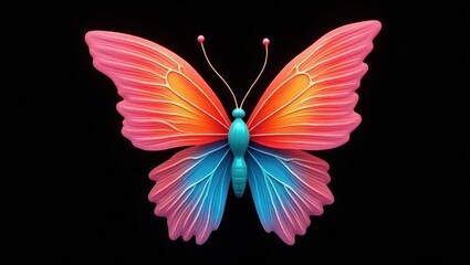 3D rendered butterfly, vibrant colors