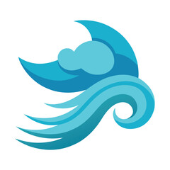 Abstract blue water wave and cloud graphic element for design projects