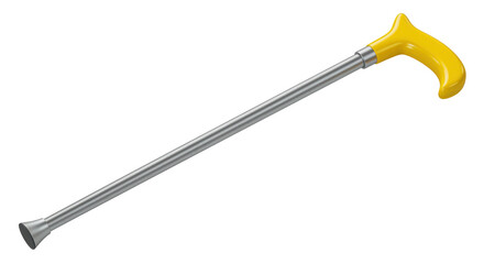 Isolated Yellow and Silver Walking Stick