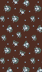 Delicate Hand Rendered Flower and Scroll Motif Graphics