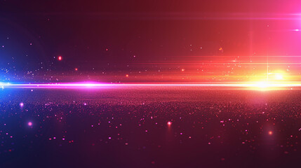 Digital neon abstract background with glowing particles and lens flare, tech-inspired.