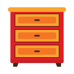 Colorful three drawer chest vector illustration for interior design element