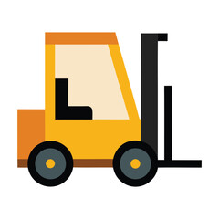 Simple vector illustration of a yellow forklift on a white background