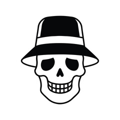 skull bucket hat silhouette vector art on t shirt design 