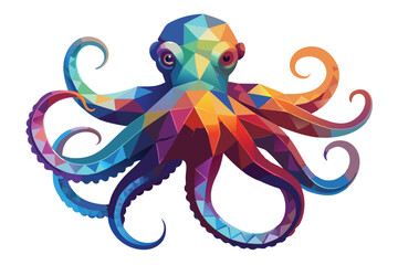 Geometric Octopus. A Vibrant Polygonal Underwater Illustration