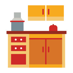 Stylized kitchen interior vector illustration minimalist design modern home furnishings