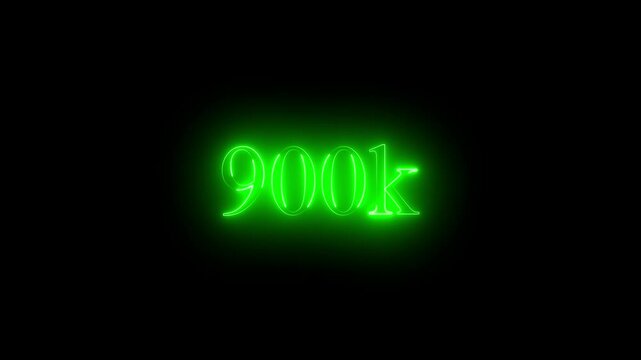 900k text neon glowing effect lines animation on black background .4k HD neon text animated motion video.