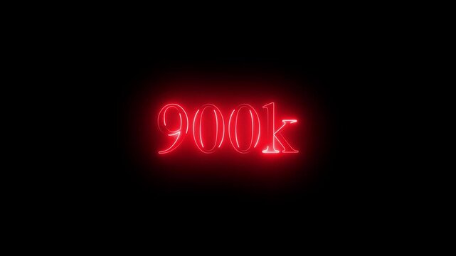 900k text neon glowing effect lines animation on black background .4k HD neon text animated motion video.