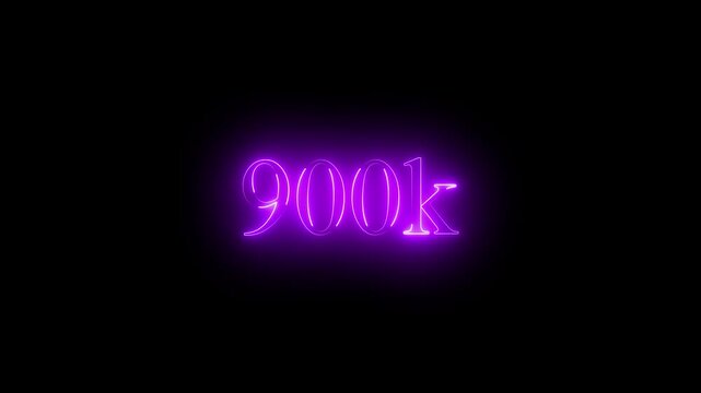 900k text neon glowing effect lines animation on black background .4k HD neon text animated motion video.