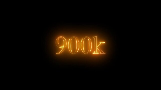 900k text neon glowing effect lines animation on black background .4k HD neon text animated motion video.