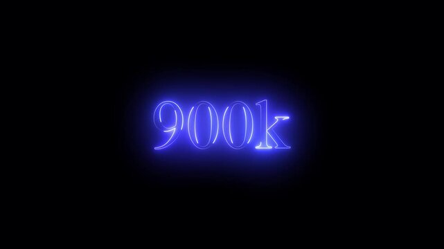 900k text neon glowing effect lines animation on black background .4k HD neon text animated motion video.