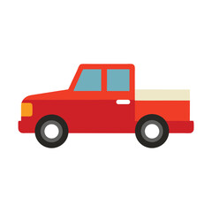 Simple flat vector illustration of a red pickup truck vehicle design