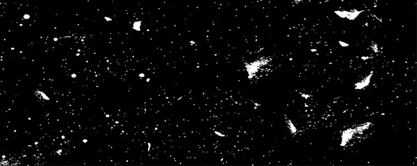 Rusted white effect. Grunge design elements. White dust and scratches on black background.