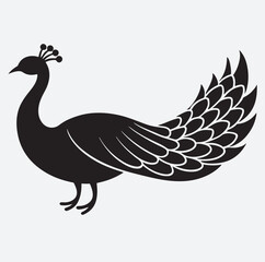 peacock silhouette vector art illustration, vector illustration of a peacock
