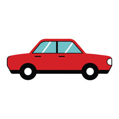 Flat style red car side view transportation automobile design icon illustration