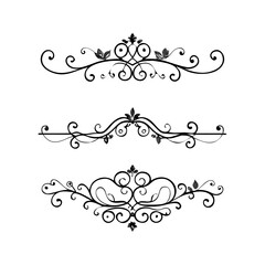 Hand drawn text dividers and graphic elements. Vector floral designs. Vintage ornament divider set.Hand drawn border collection for invitation,poster,banner.Retro decoration vector collection
