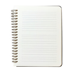 Spiral notebook with lines open on transparent background