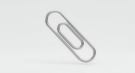 3D silver paperclip icon isolated on white