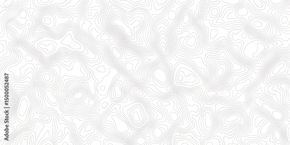 Poster abstract topographic map with contour wavey lines on a white background. the lines create a terrain 
