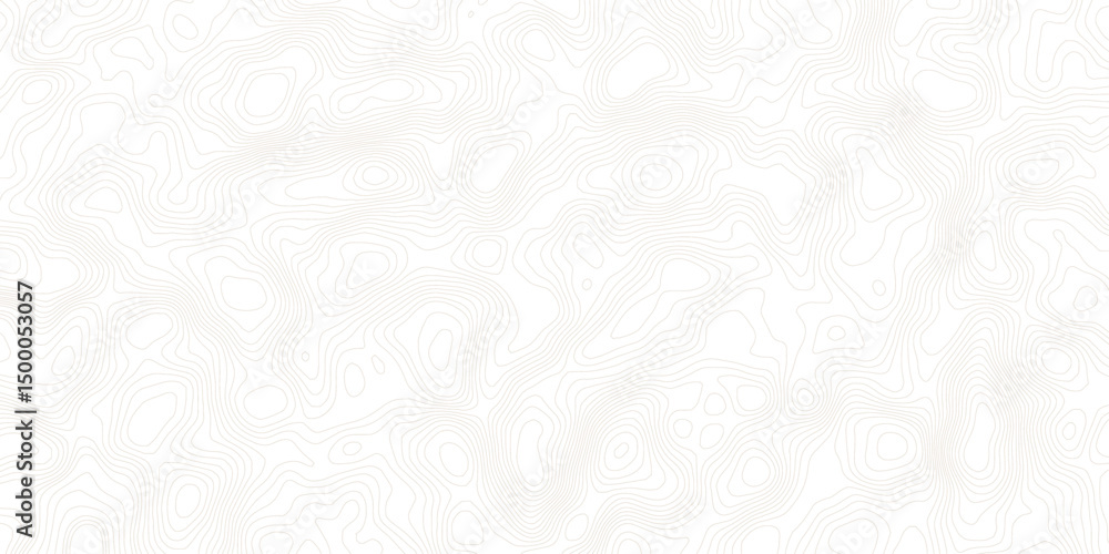 Poster abstract topographic map with contour wavey lines on a white background. the lines create a terrain 
